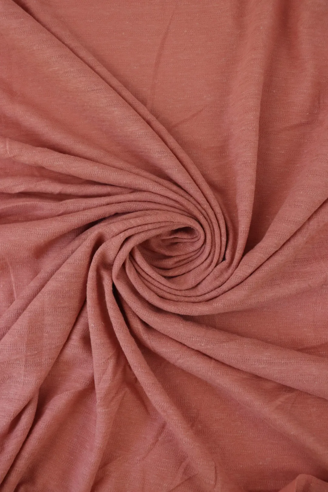 1YD PRECUT; Coral Pink Textured Stripe Organic Cotton & Hemp Jersey