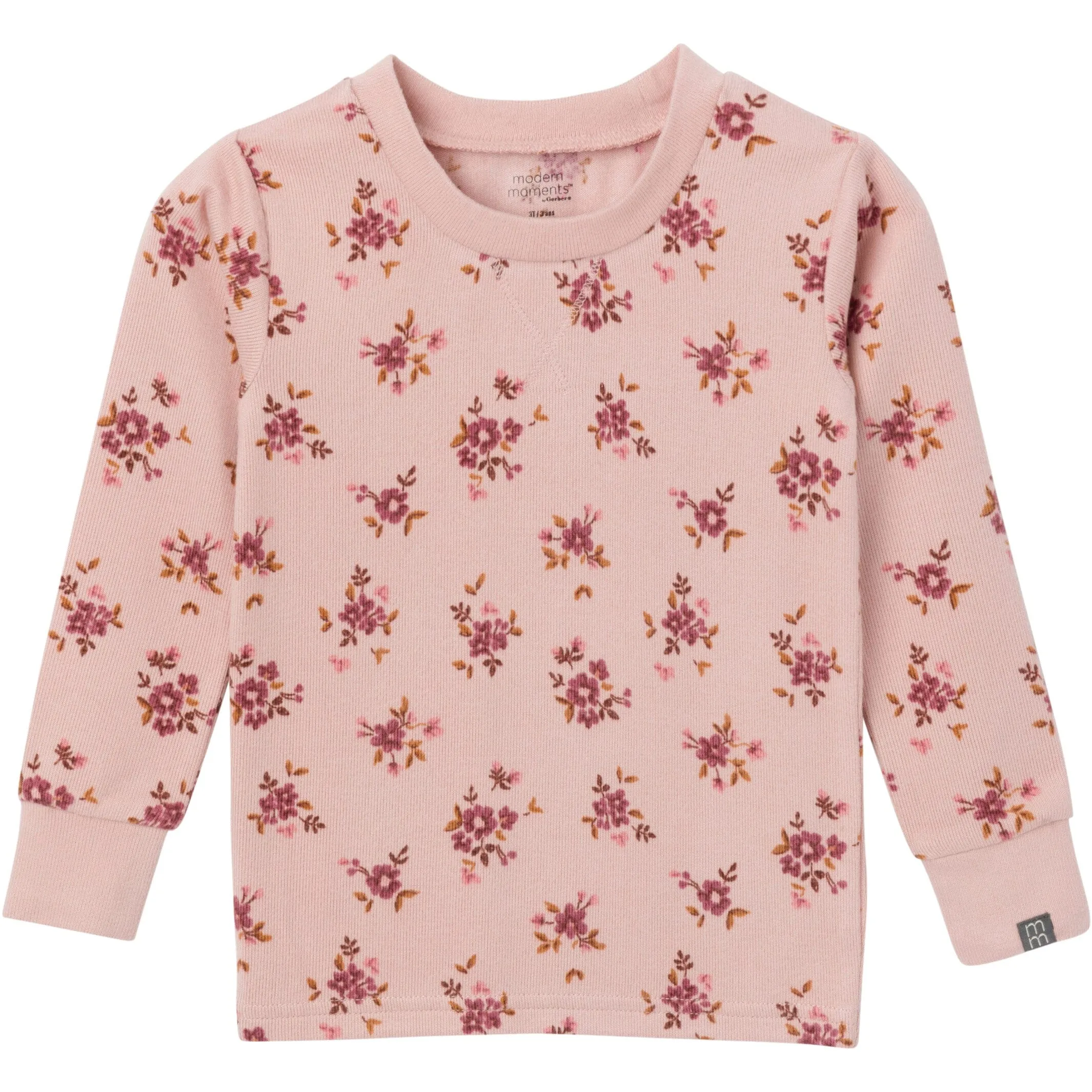 2-Piece Infant & Toddler Girls Light Rose Dahlia Toss Hacci Pajama Set