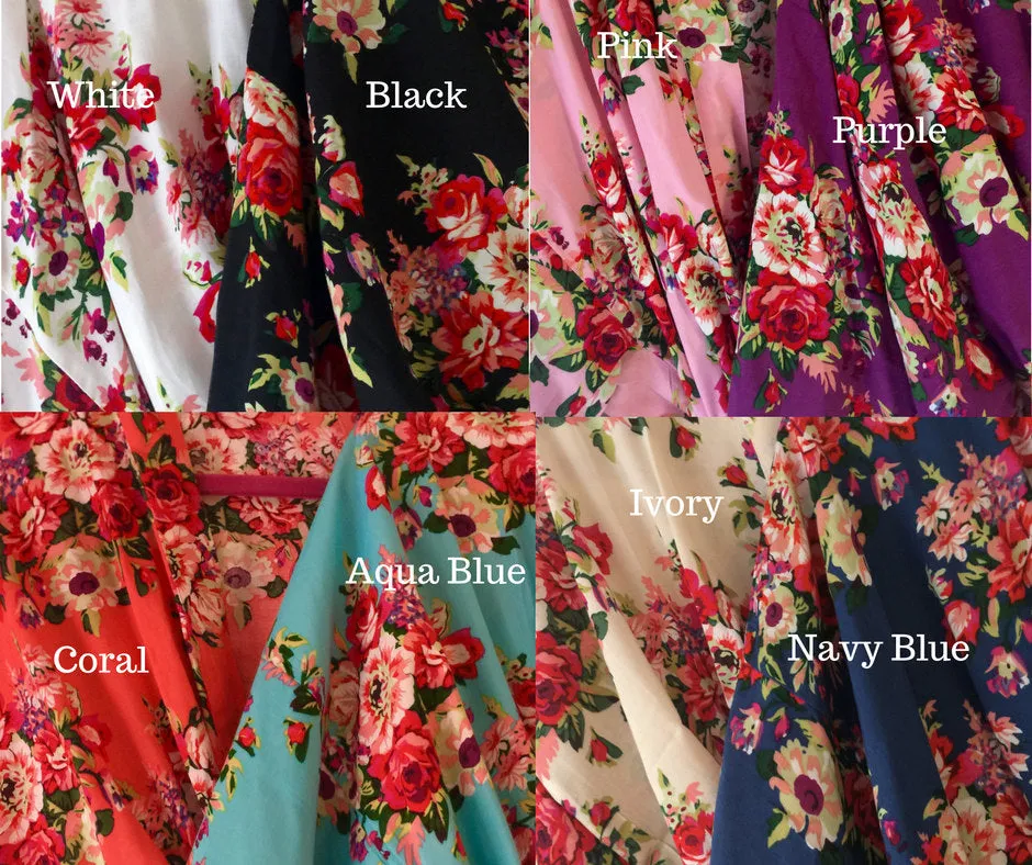 8 Colors in Stock Bridesmaid Robes, Bride Robe, Wedding Robes, Floral Robe, Bridesmaid Robe, Bridal Party Robe, Kimono Robe