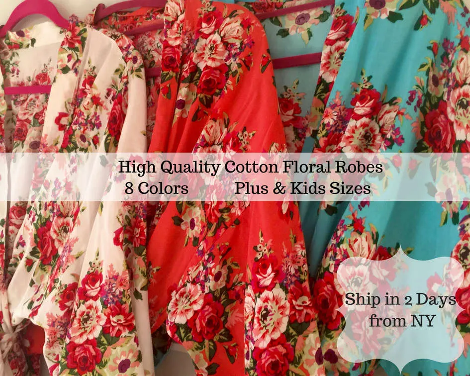 8 Colors in Stock Bridesmaid Robes, Bride Robe, Wedding Robes, Floral Robe, Bridesmaid Robe, Bridal Party Robe, Kimono Robe