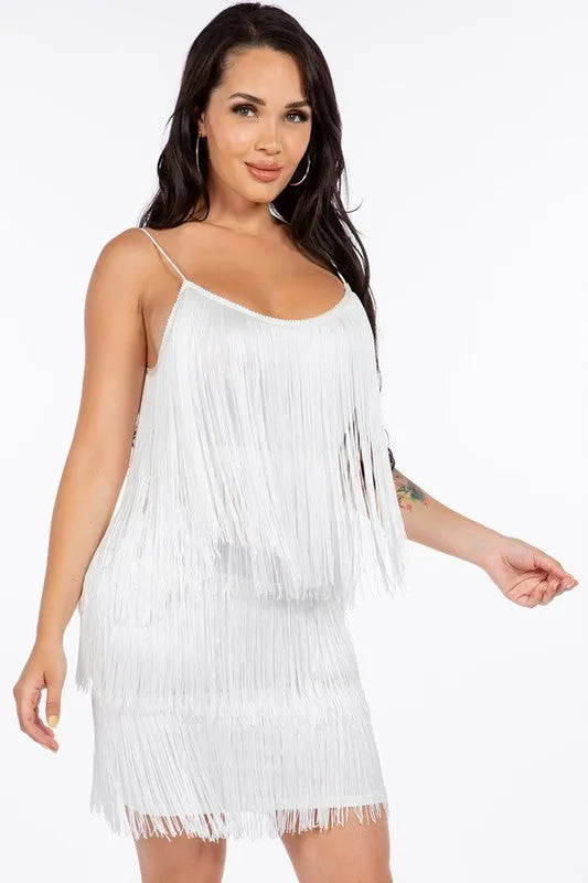 All Out Fringe Mini Dress