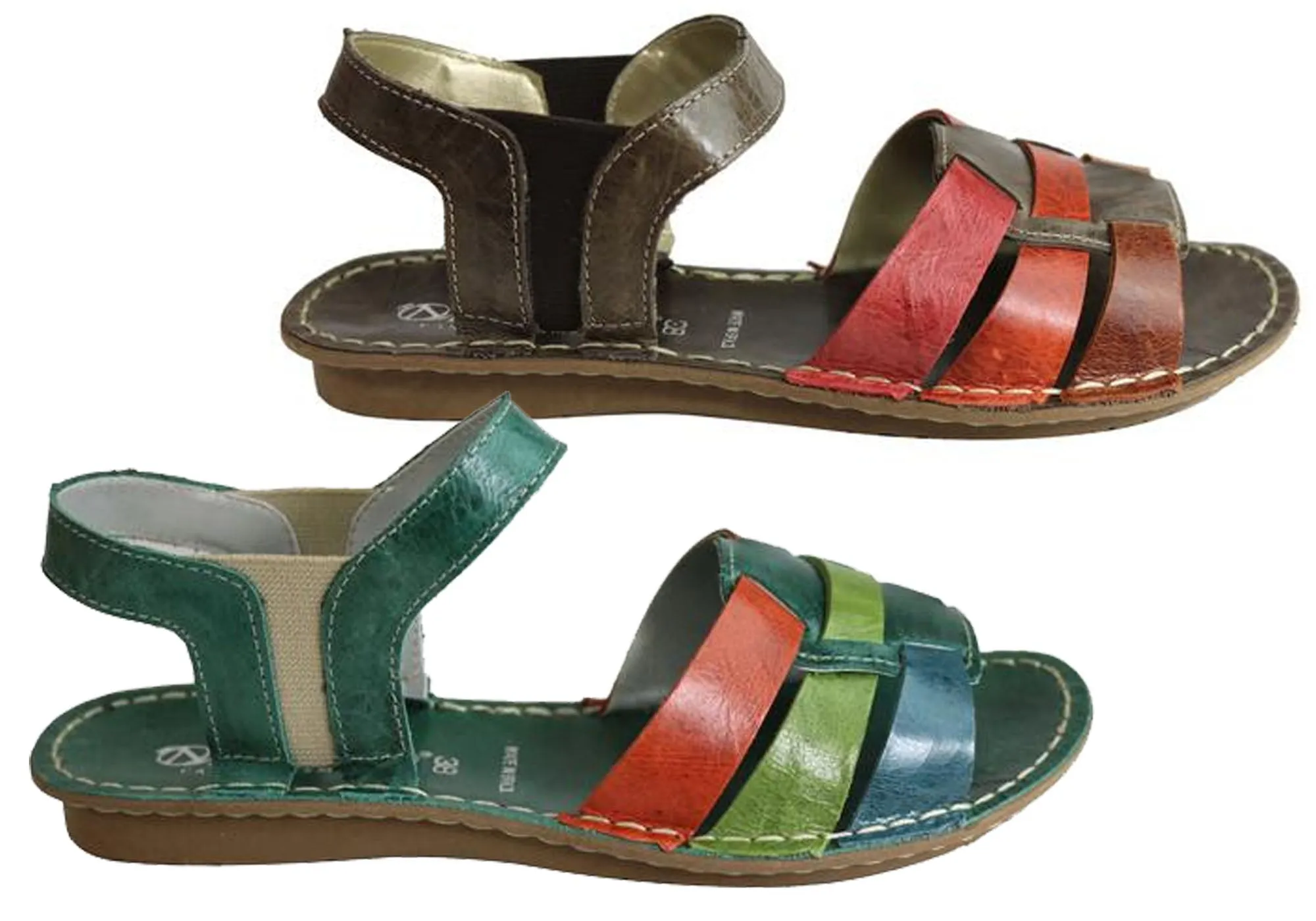 Andacco Mona Womens Comfortable Flat Leather Sandals Made In Brazil