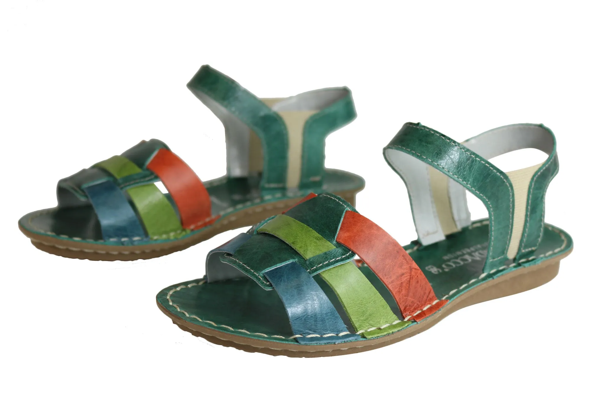 Andacco Mona Womens Comfortable Flat Leather Sandals Made In Brazil