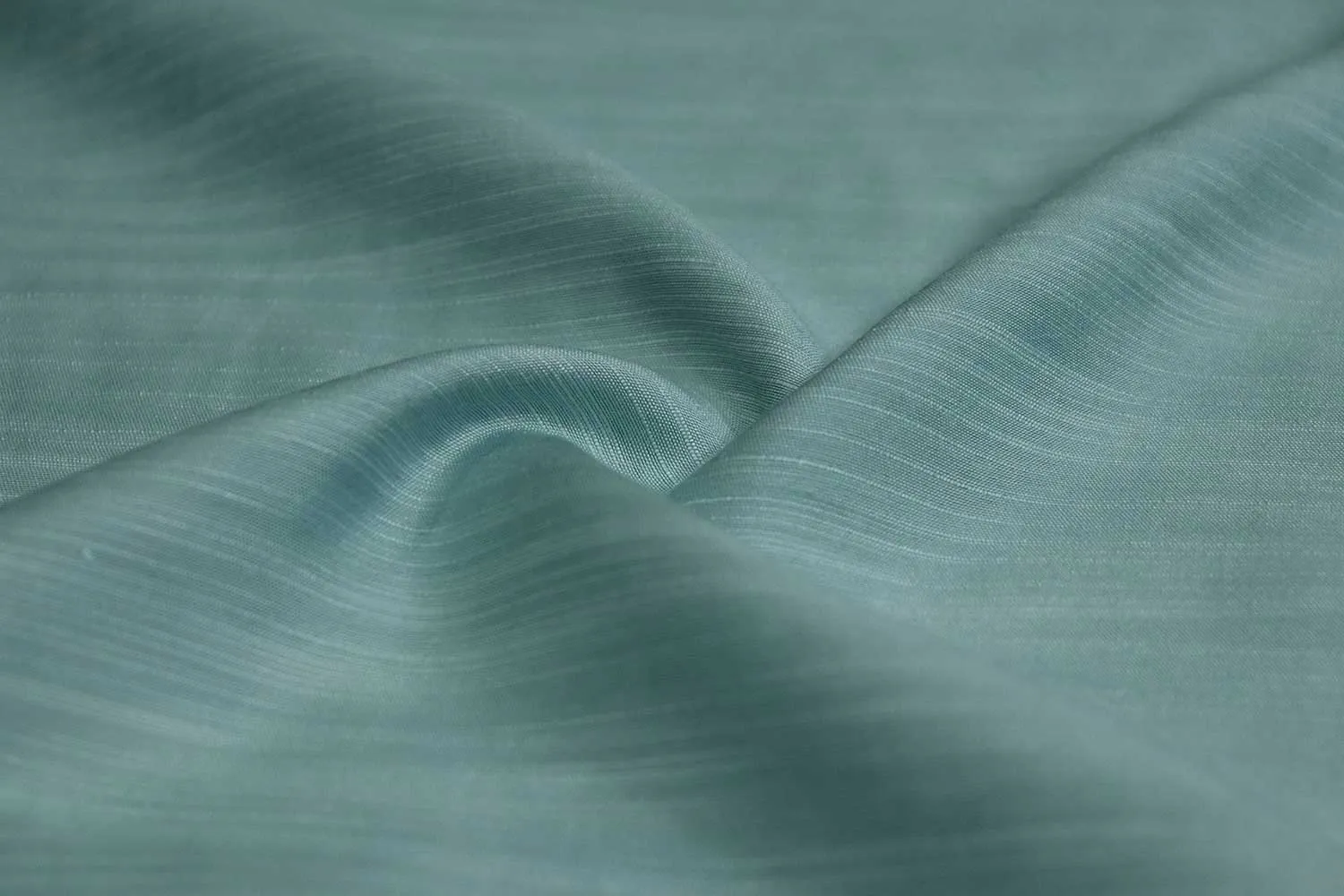 Aqua Blue Plain Textured Tussar Cotton Slub Fabric