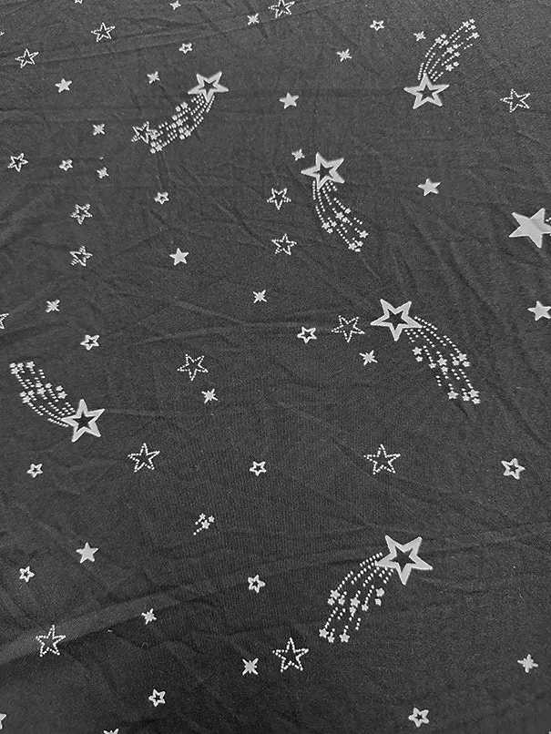 Black and White Stars Double Brushed Jersey Knit Fabric