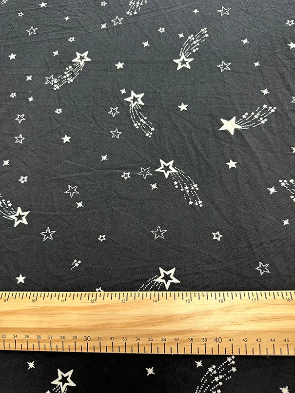 Black and White Stars Double Brushed Jersey Knit Fabric