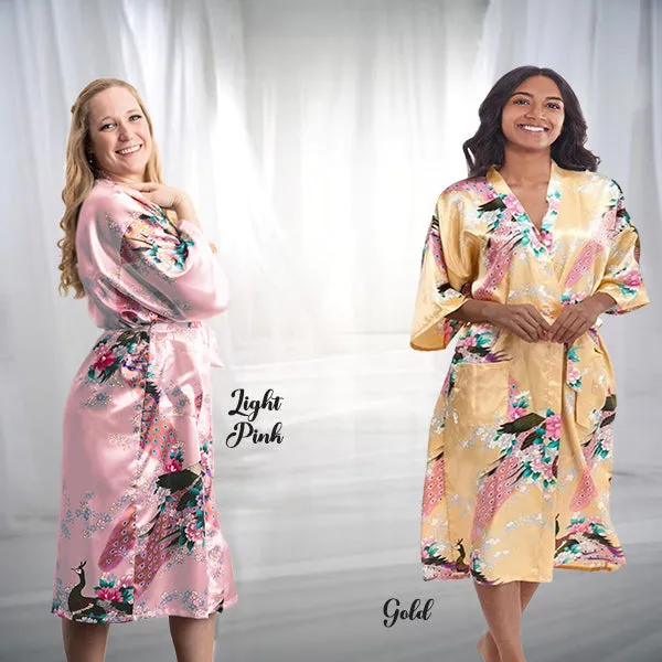 Bridesmaid Robe Set of 12, Floral, Womens Sizes 2-18, Mid Length