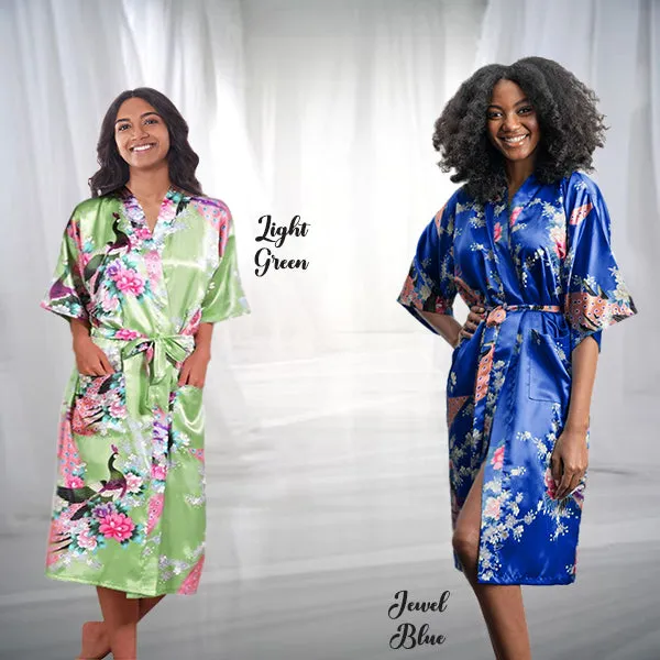 Bridesmaid Robe Set of 12, Floral, Womens Sizes 2-18, Mid Length