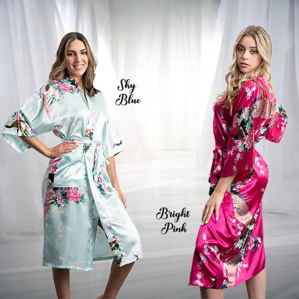 Bridesmaid Robe Set of 9, Floral, Womens Sizes 2-18, Mid Length