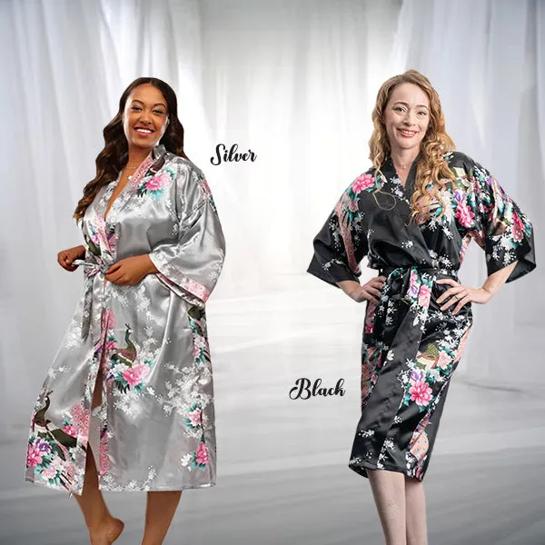 Bridesmaid Robe Set of 9, Floral, Womens Sizes 2-18, Mid Length