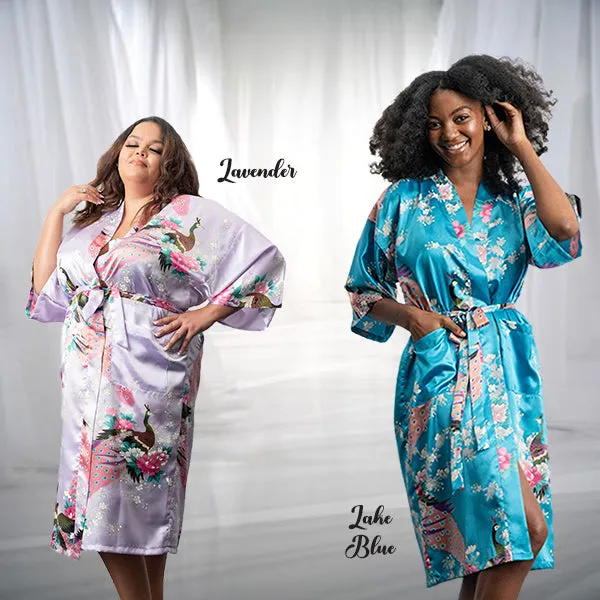 Bridesmaid Robe Set of 9, Floral, Womens Sizes 2-18, Mid Length