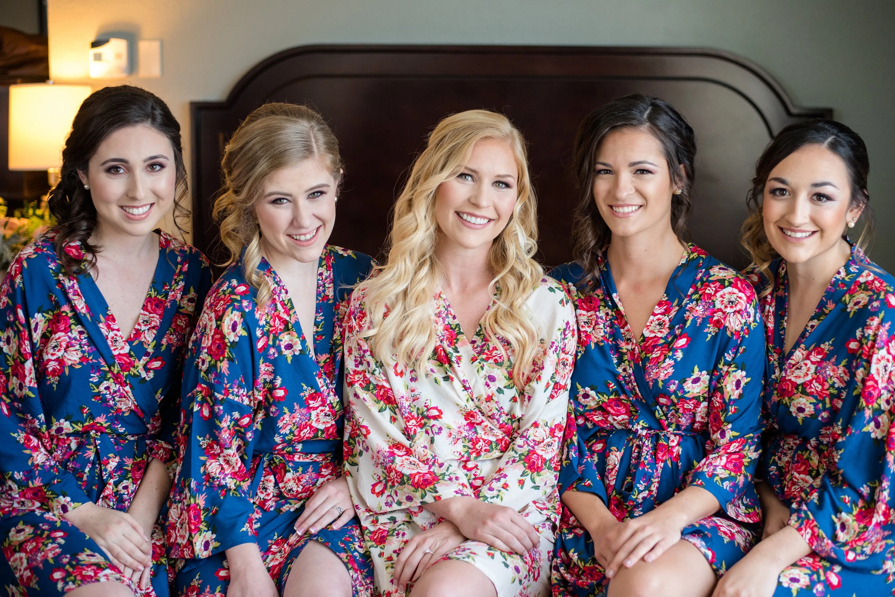 Bridesmaid Robes ~ Navy Blue Robe ~ Floral Robes ~ Personalized Cotton Robes - Bridesmaid Gift - Wedding Robe - Navy Blue Robes