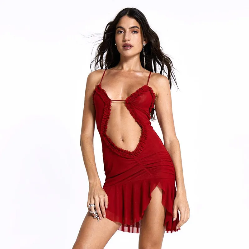 Caitlyn Deep Neck Mini Dress