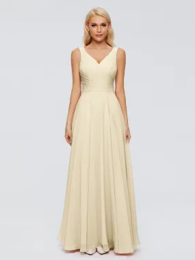 Champagne Colour Bridesmaid Dresses Ryleigh Flowy Chiffon Bridesmaid Dresses With Bow