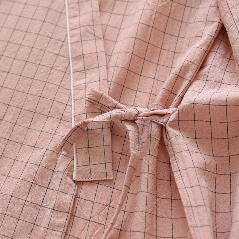 Checks Cotton Robe For Men