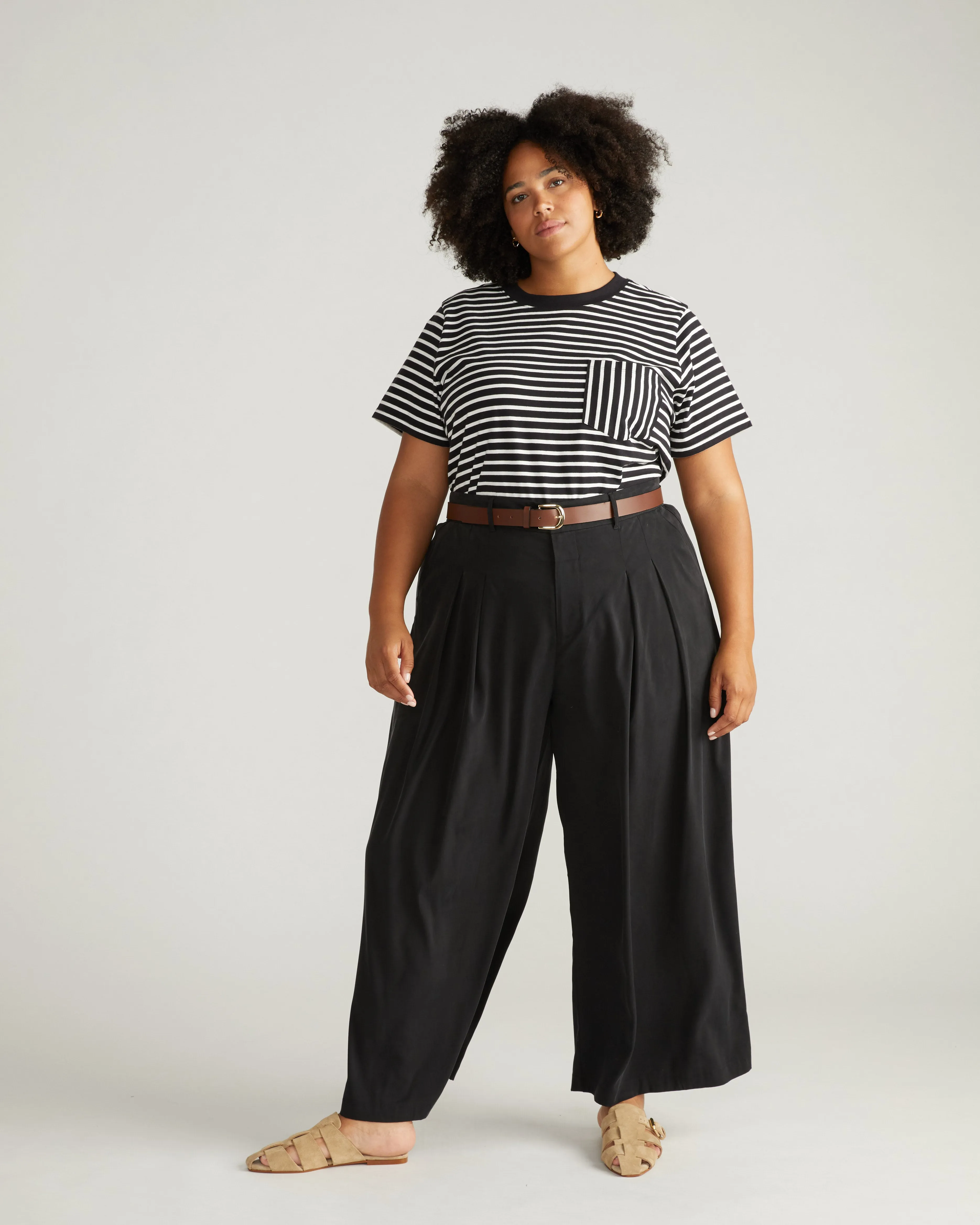 Cooling Cupro Wide Leg Pant - Black