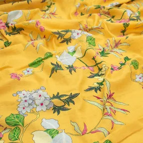 Crinkle Cotton Prints Design-12 Flower on Yellow