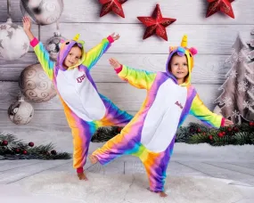 Customized Rainbow Unicorn One piece Pajamas for kids with names