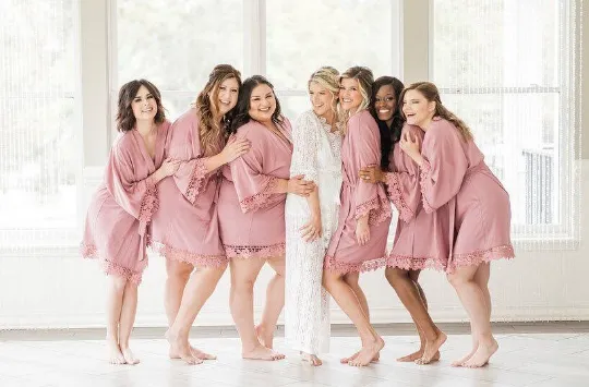 Dusty Rose Lila Lace Bridal Robe