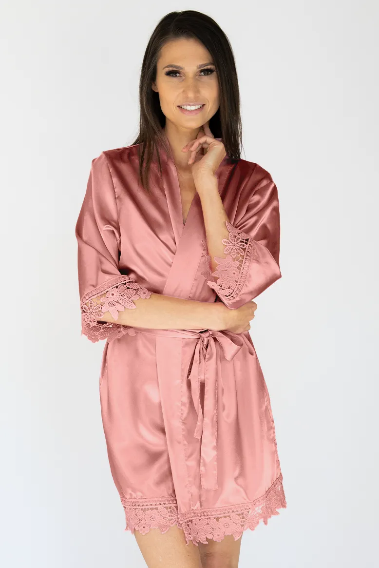 Dusty Rose Lila Lace Bridal Robe