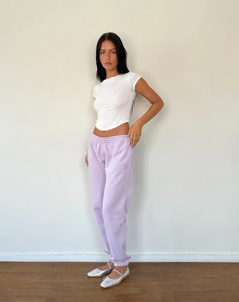 Em Jogger in Violet Grey with Bow Embroidery