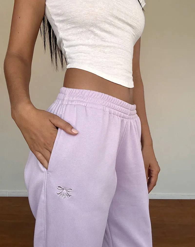 Em Jogger in Violet Grey with Bow Embroidery