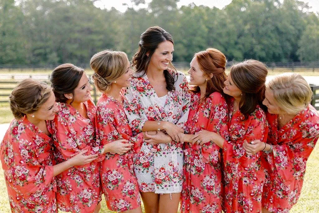 Floral Bridesmaid Robes, Robe for Bridesmaid, Gift for Bridesmaid, Bridesmaids Gift, Bridal Robes, Bridal Robe Set, Wedding Robe