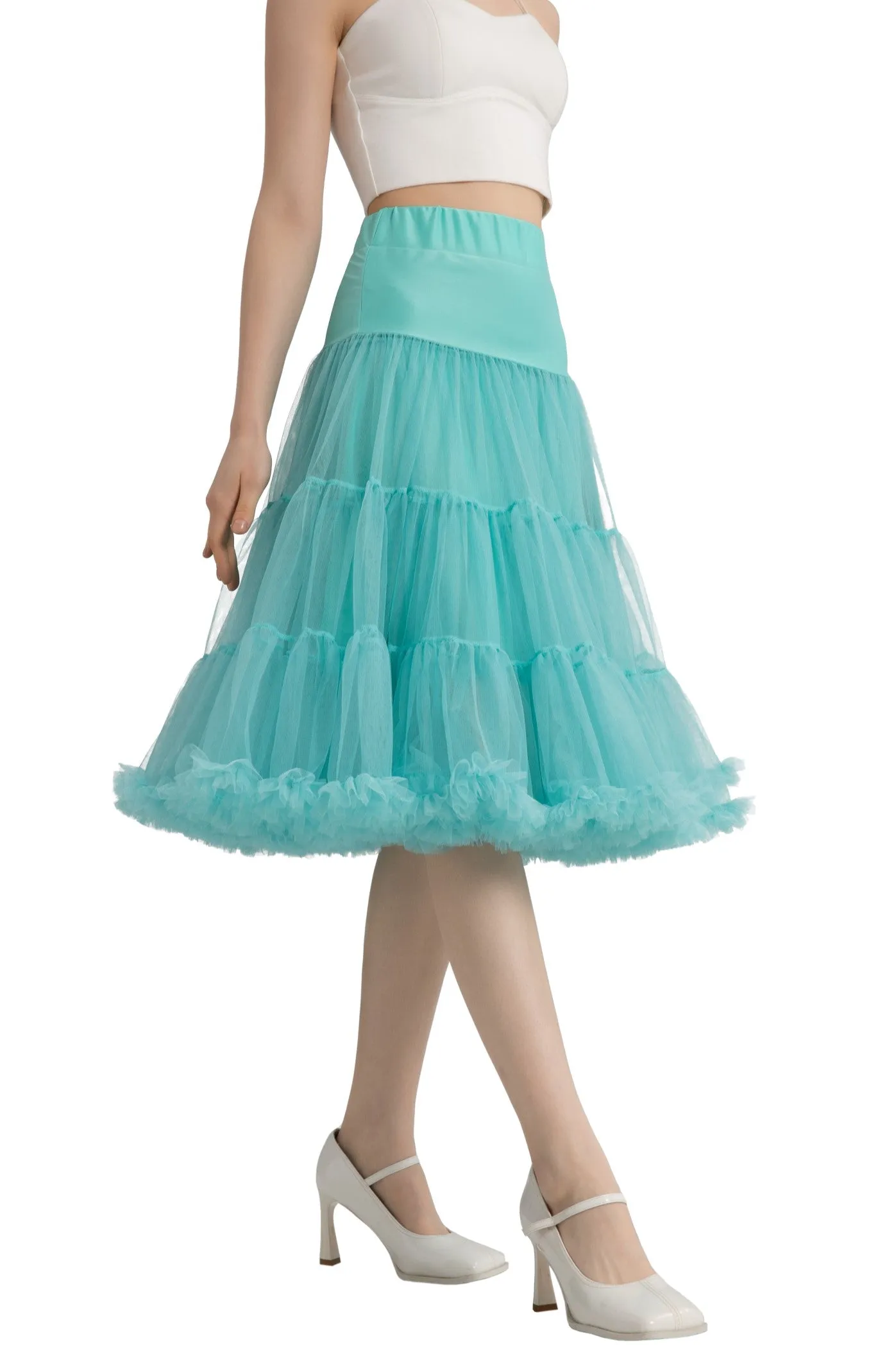 Fluffy Net Petticoat 25.5 Inches In Celeste Blue