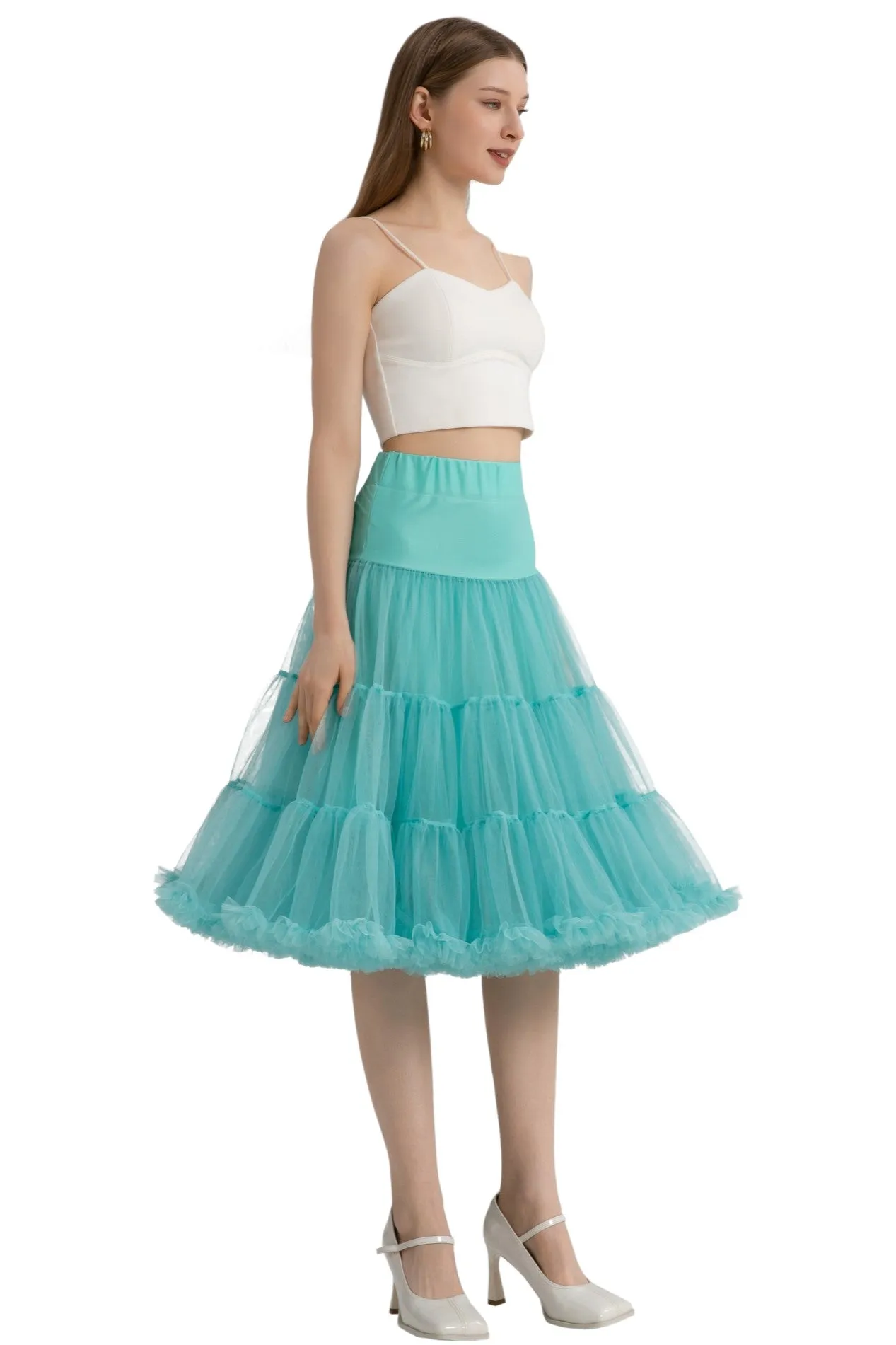 Fluffy Net Petticoat 25.5 Inches In Celeste Blue