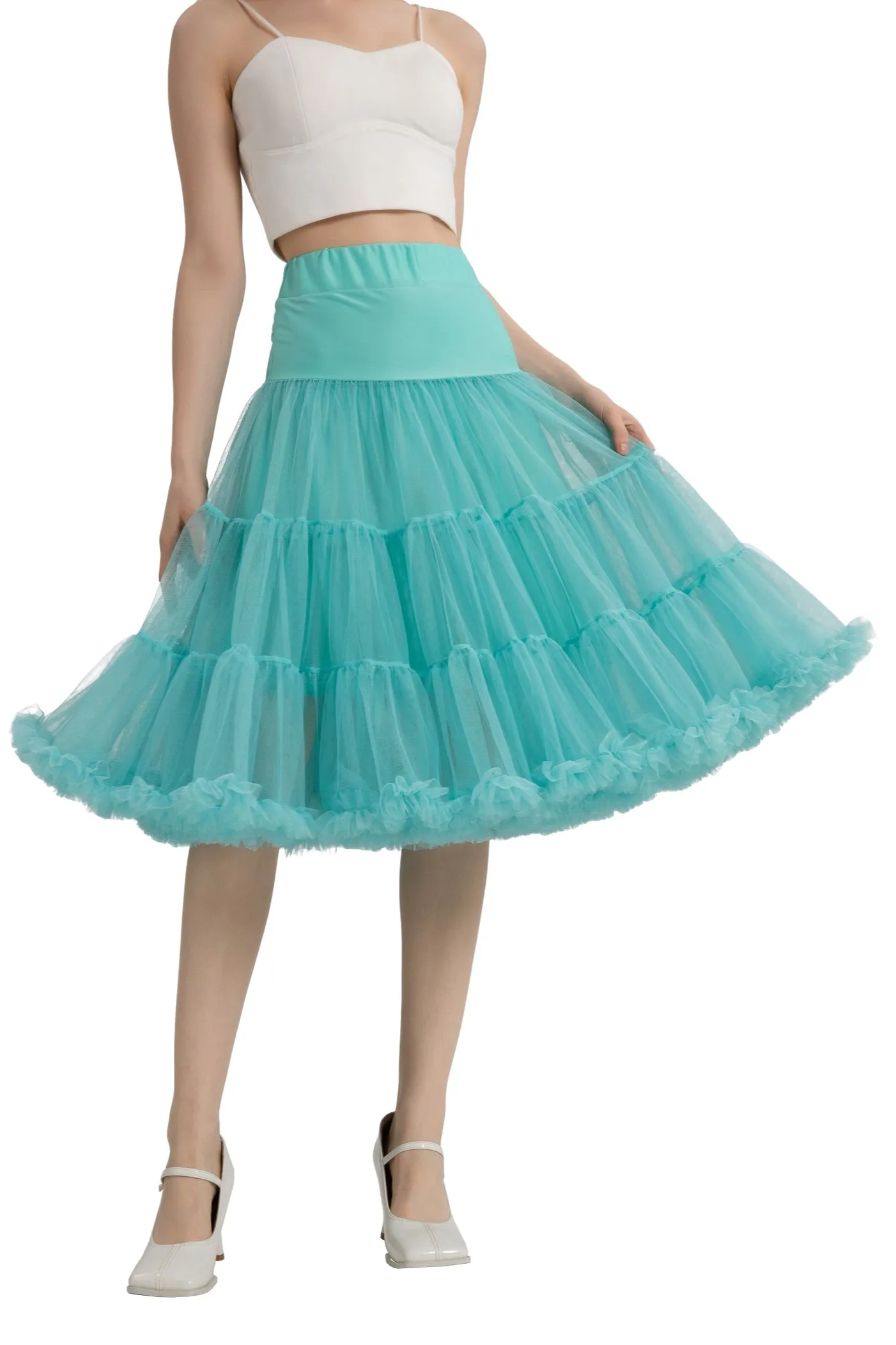 Fluffy Net Petticoat 25.5 Inches In Celeste Blue