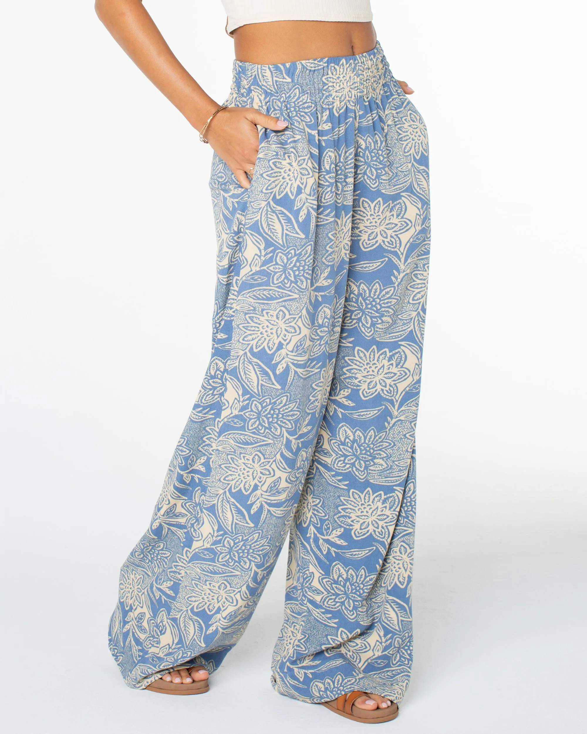 Forever And A Day Wide Leg Pant - Infinity Blue Lotus Batik