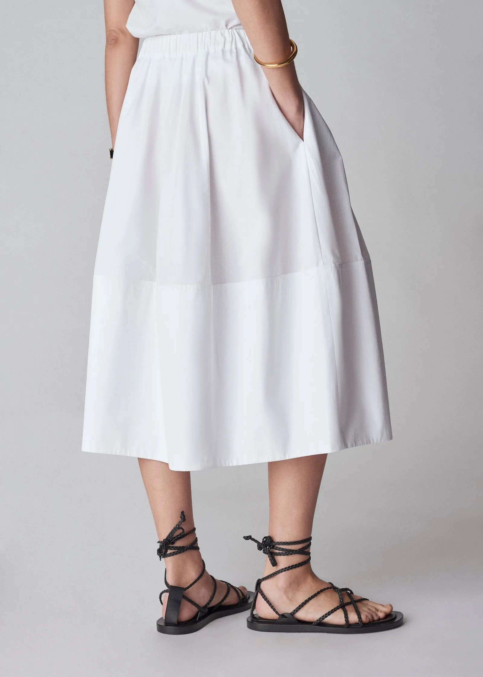 Full Skirt in Cotton Poplin - White