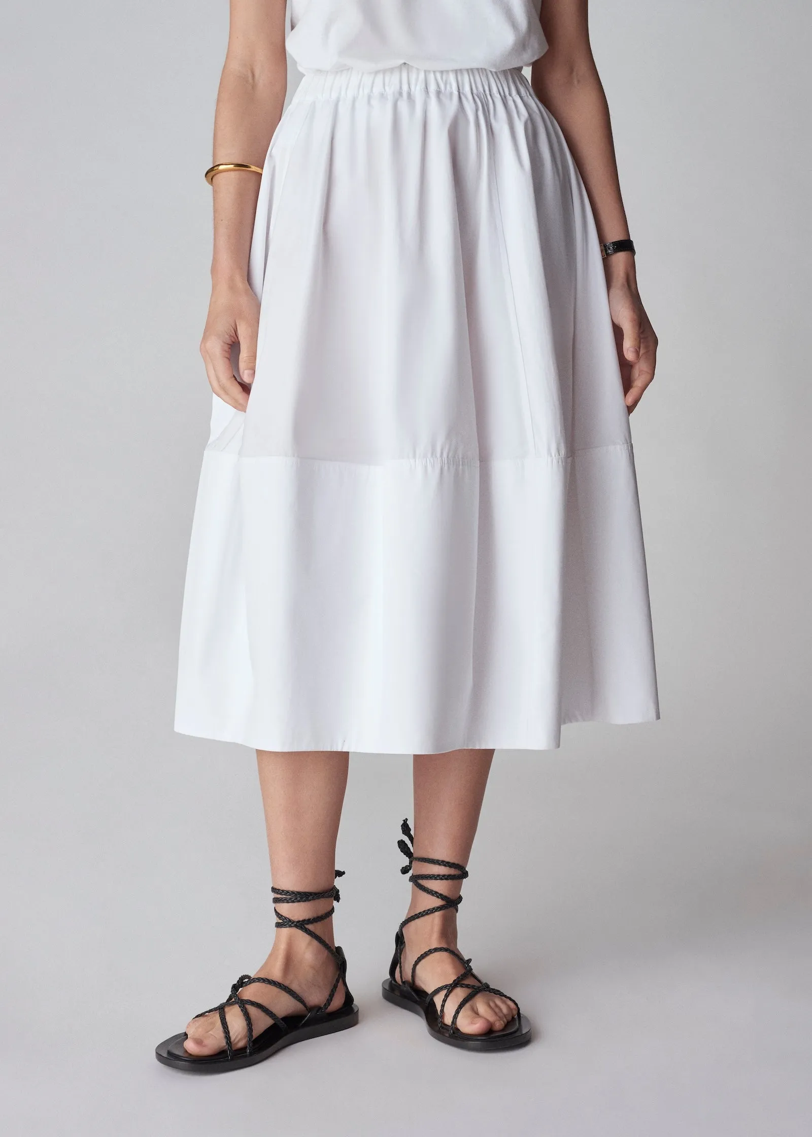 Full Skirt in Cotton Poplin - White