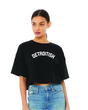 Ink Detroit Detroitish Boxy Women's Crop T-Shirt - Black