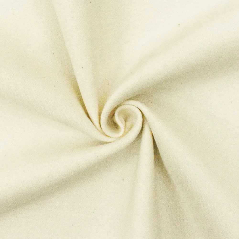 Ivory Solid Stretch Cotton Blend Twill Woven Fabric