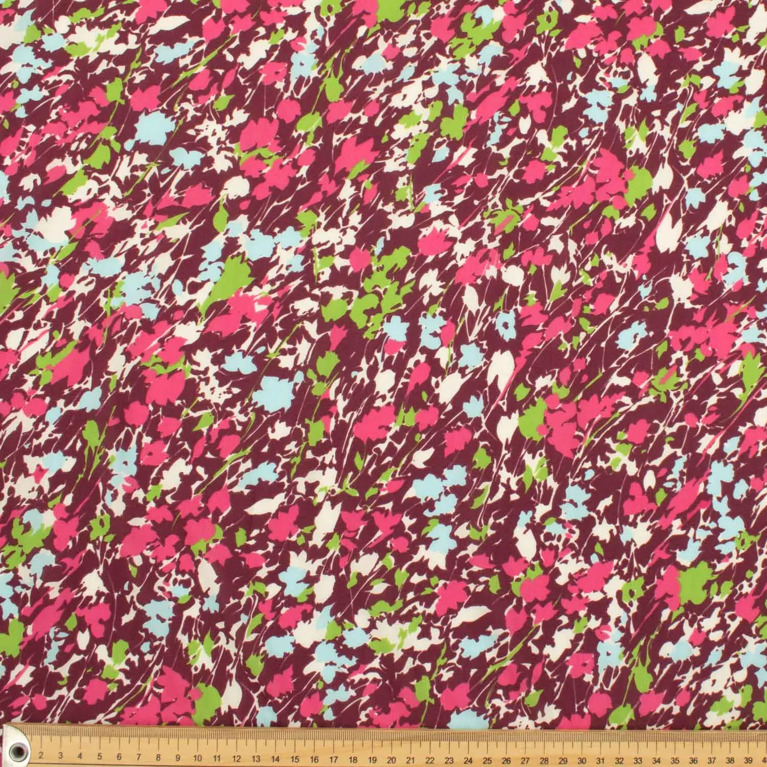 Japanese Pure Cotton Lawn Prints Design-189 Abstract Multicolour Florals on Burgundy