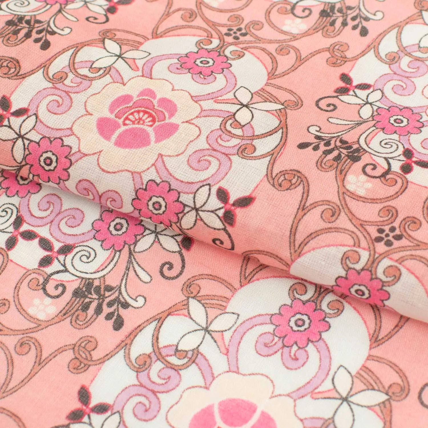 Japanese Pure Cotton Lawn Prints Design-219 Coral Florals