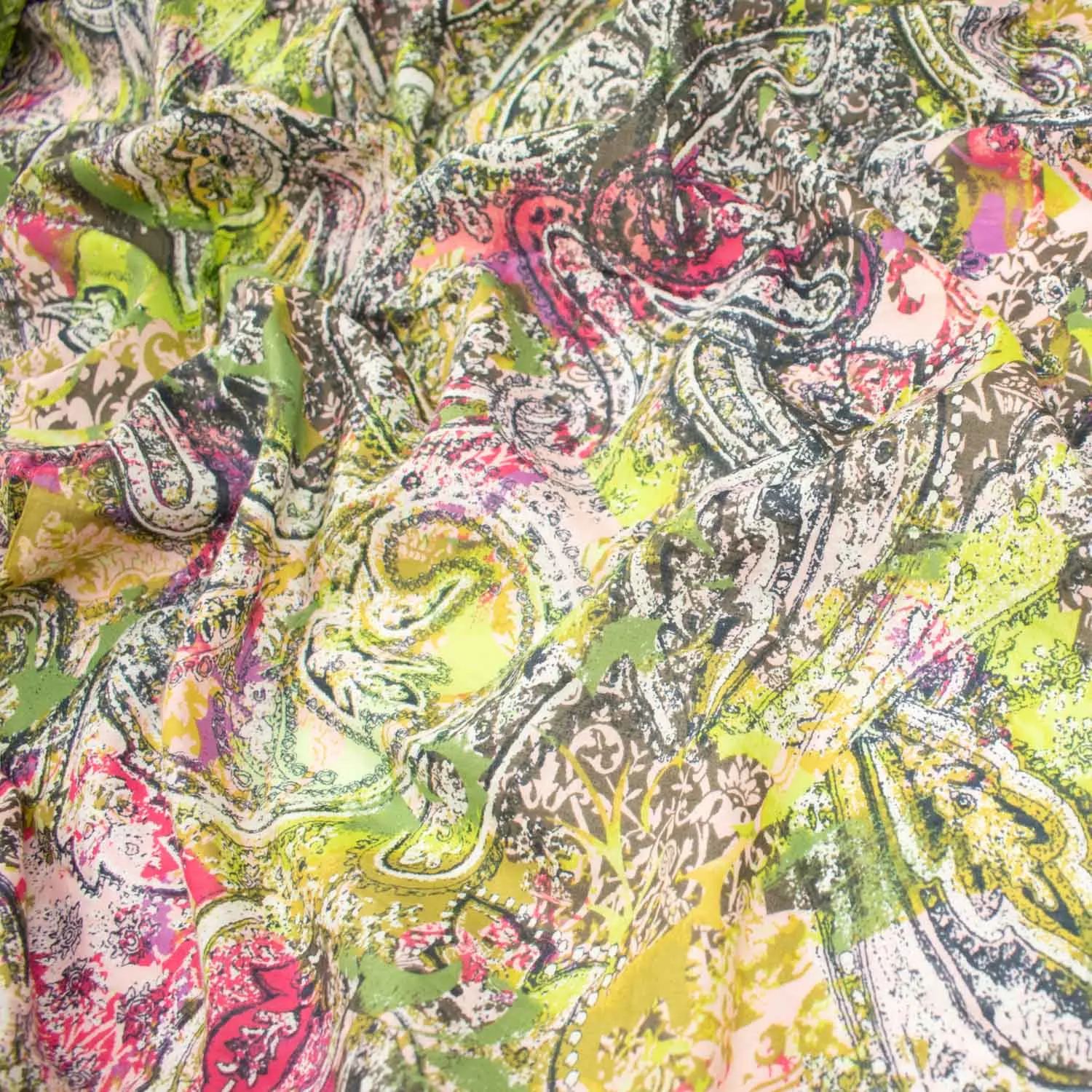 Japanese Pure Cotton Lawn Prints Design-DF149 Paisley on Multicolour Tie Dye