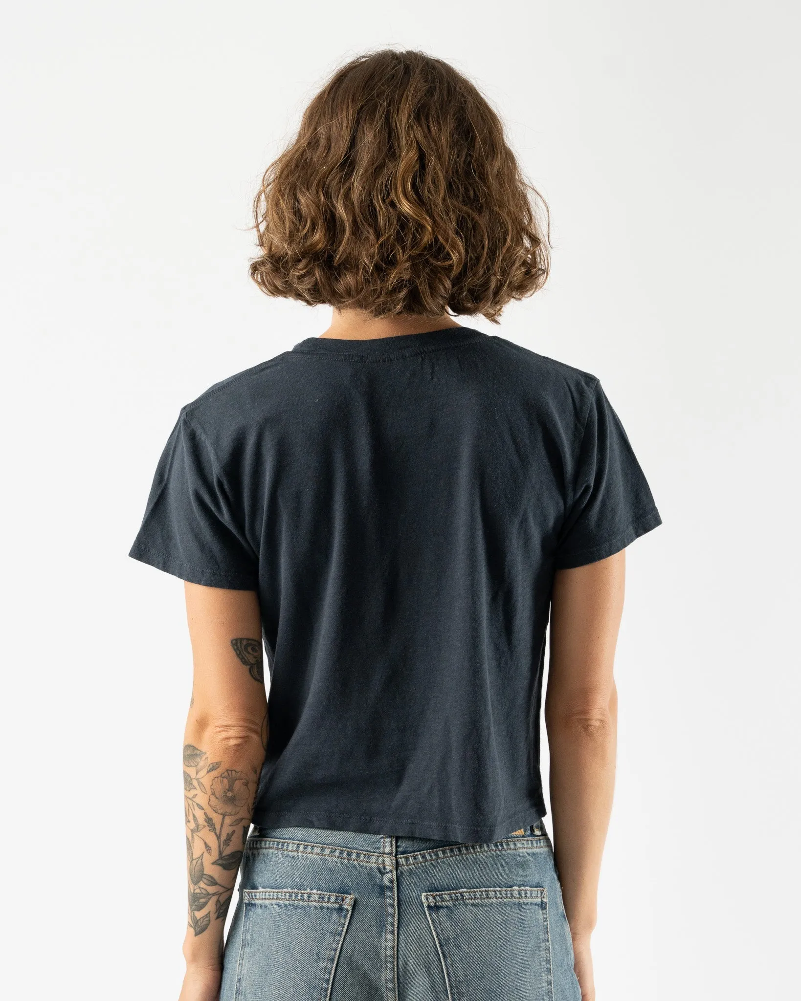 Jungmaven Cropped Ojai Tee in Navy