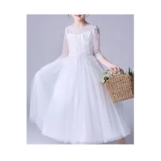 Kid Girl Playful Long Skirt Wedding Dress - KGDC39560