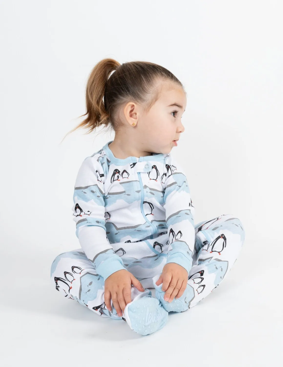 Kid's Footed Penguin Cotton Pajamas