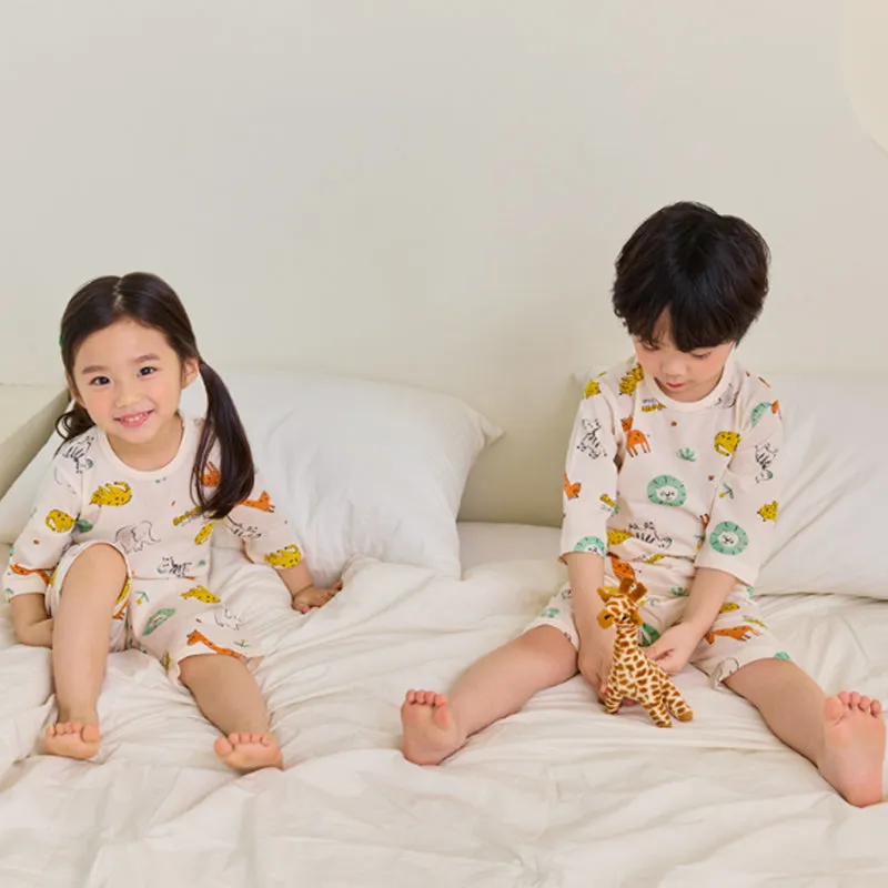 Kids Summer Short Shirt Cotton Cool Mesh Pajamas Set - Safari World