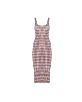 KLEIN GINGHAM MIDI DRESS LILAC GINGHAM