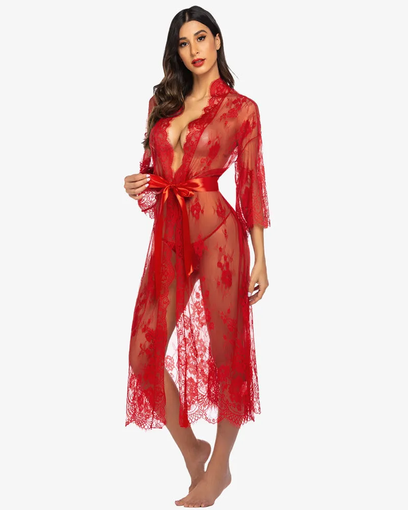 Lace Kimono Robe Sheer Nightdress