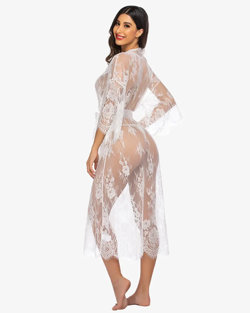 Lace Kimono Robe Sheer Nightdress