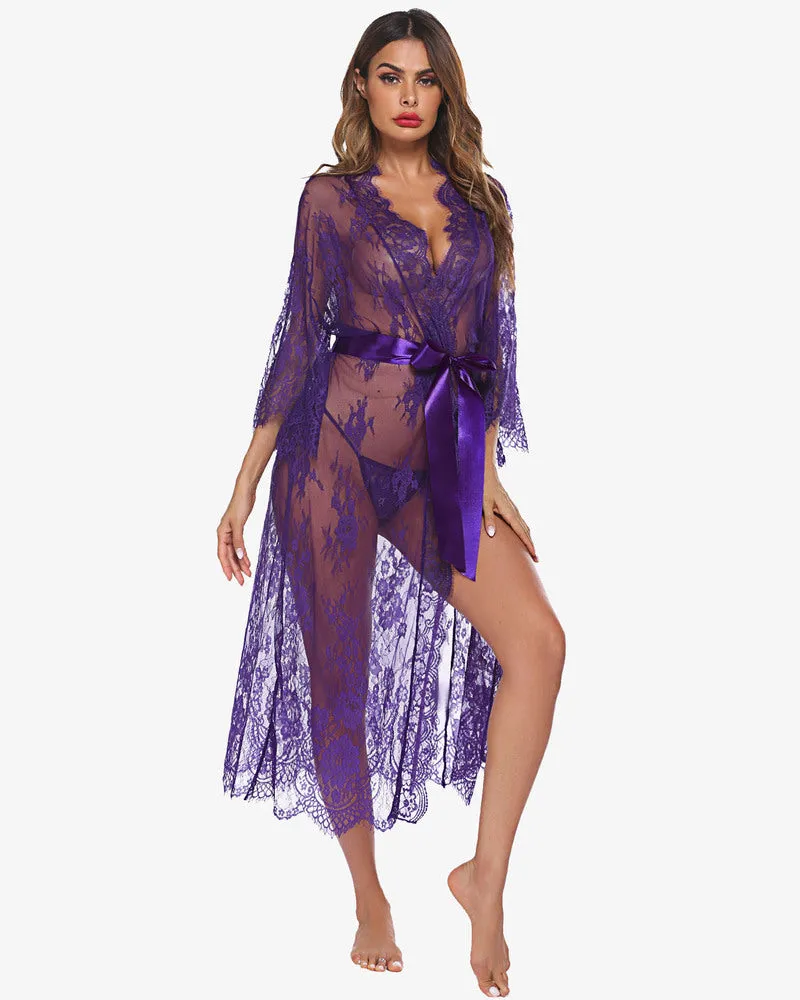 Lace Kimono Robe Sheer Nightdress