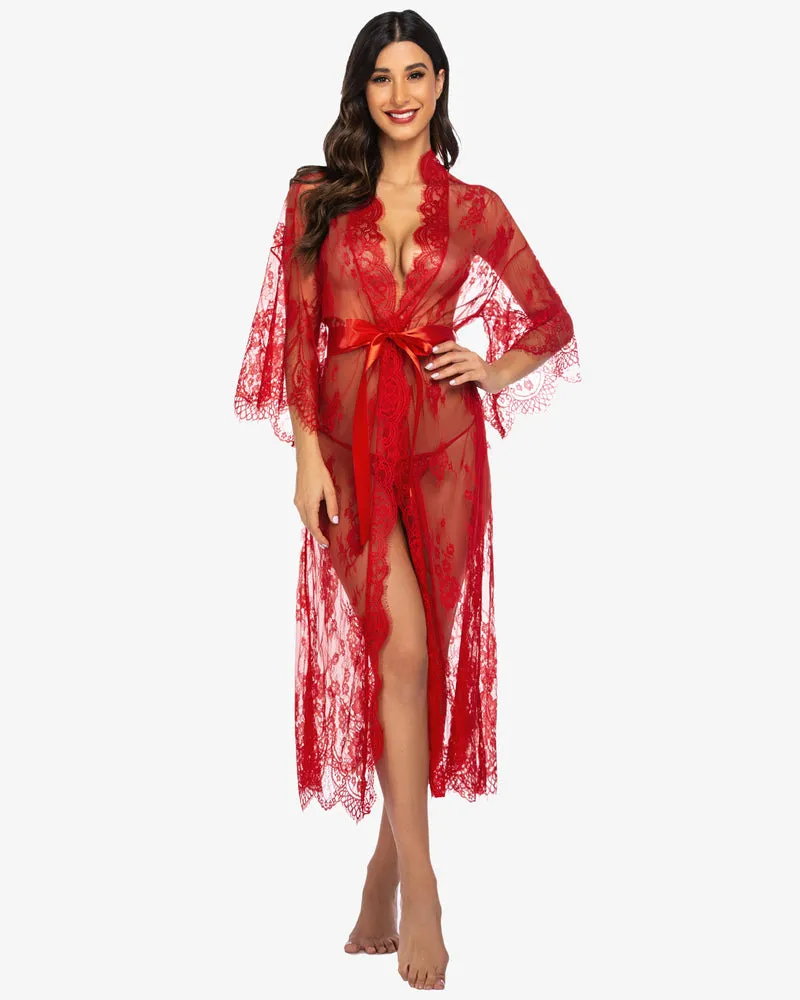 Lace Kimono Robe Sheer Nightdress