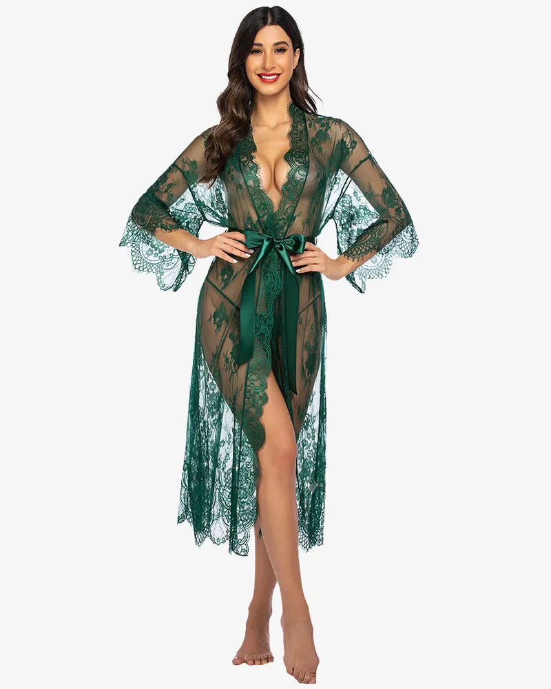 Lace Kimono Robe Sheer Nightdress