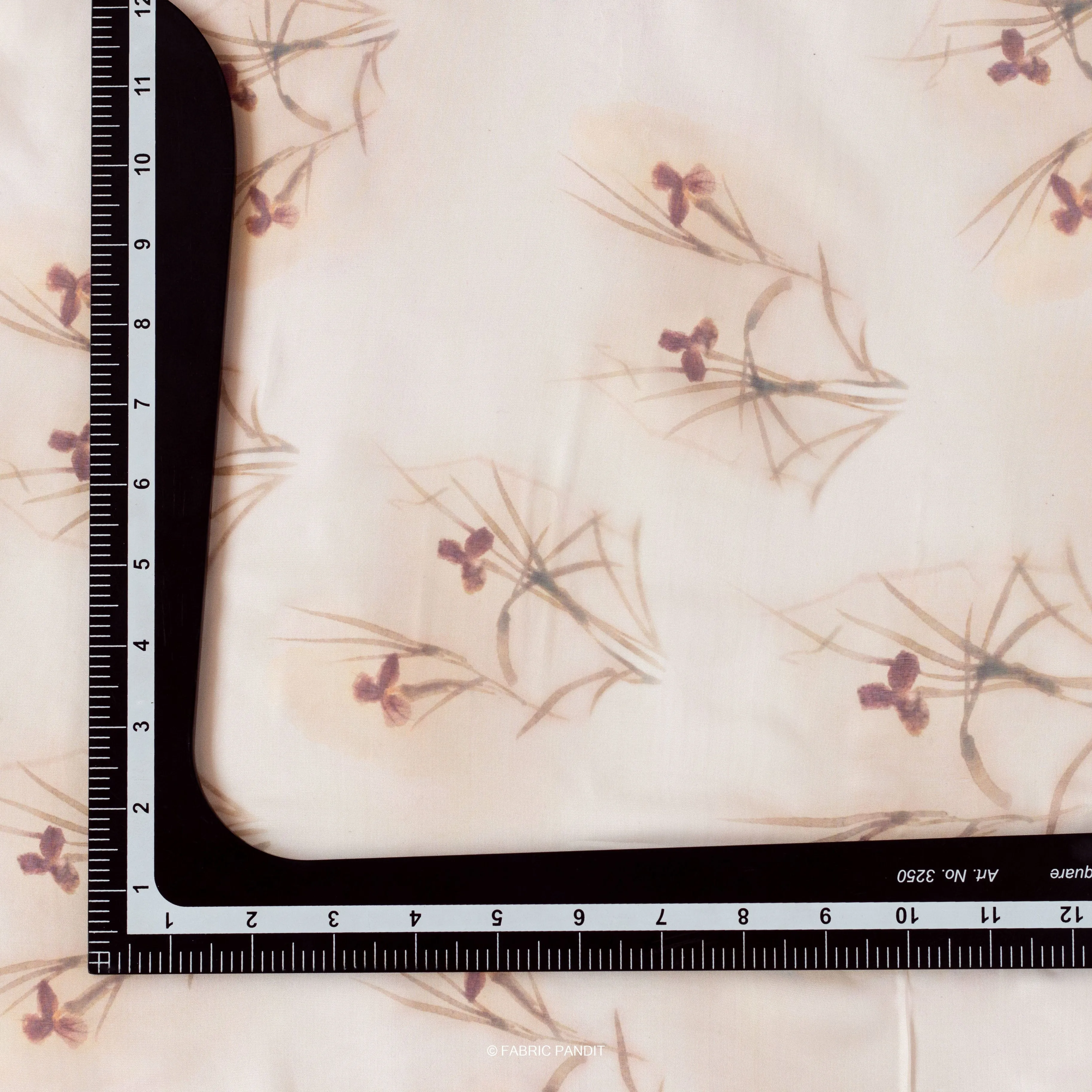 Light Brown Daisy Bunch Digital Printed Taby silk Fabric (Width 44 Inches)