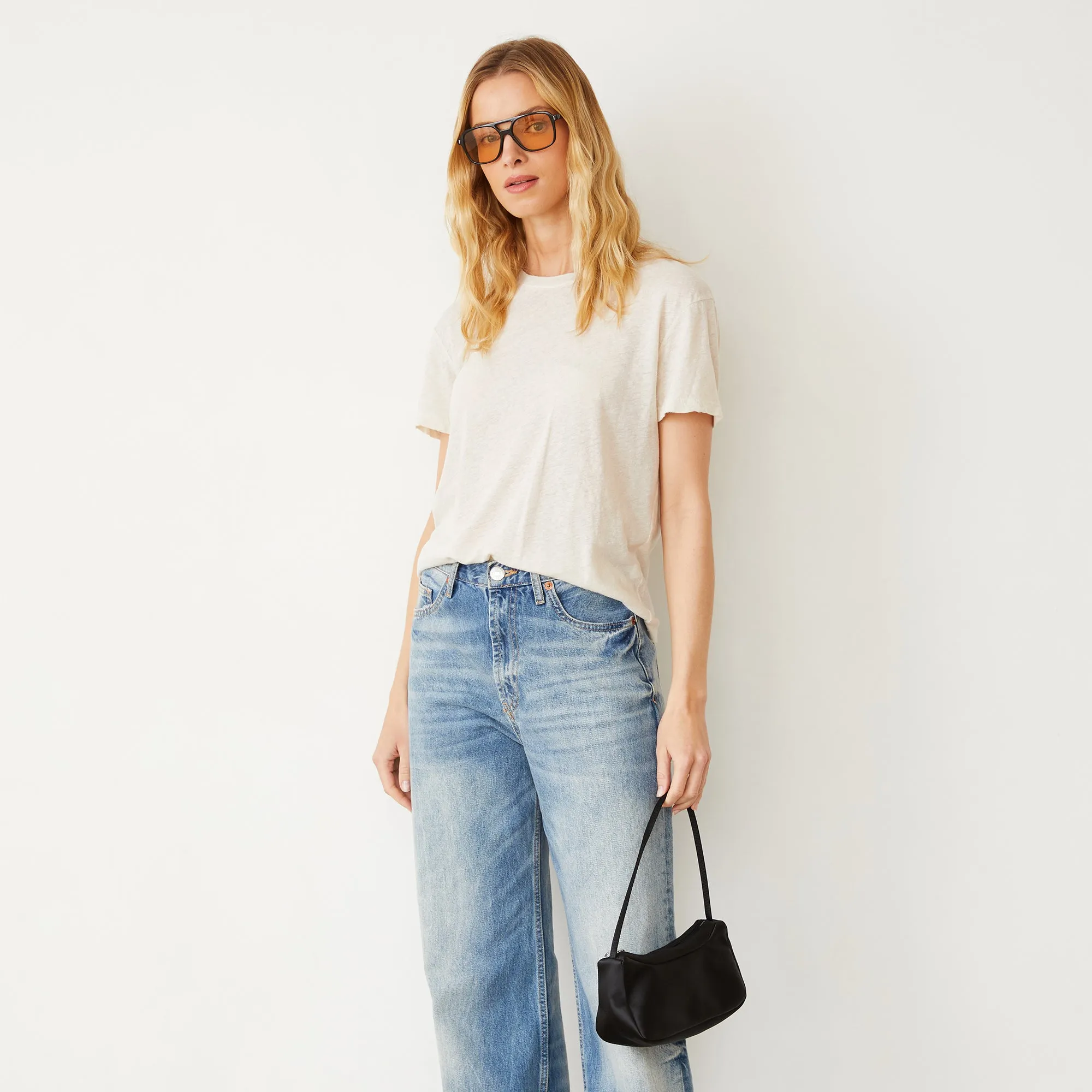 Linen Jersey Basic Crew Neck Tee